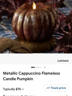 Metallic Cappuccino Flameless Candle Pumpkin - Cappuccino